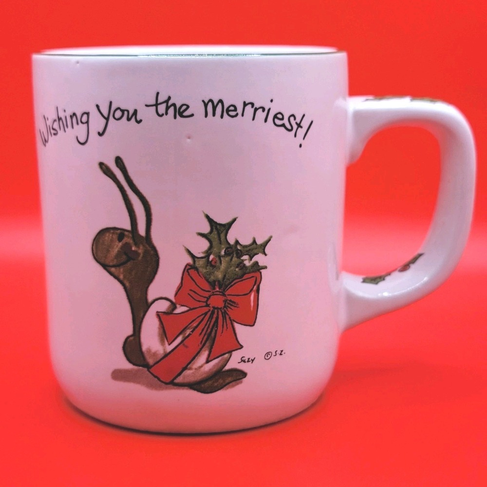 Vintage‎ 1976 Enesco Suzy's Zoo Christmas Snail Mug 8oz Merriest Spafford